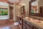 En-Suite Master Bathroom Has Tub & Walk-In Shower With Mountain View